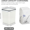 Vtopmart 4 PCS Large Food Storage Containers 5.2L / 175oz, 4 Pieces BPA Free Plastic Airtight Canisters for Flour, Sugar, Baking Supplies, Rice with Lids, 4 Measuring Cups and 24 Labels, Black