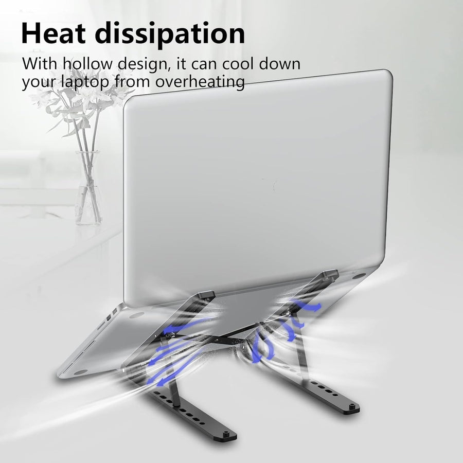 Laptop Stand for Desk, Adjustable Laptop Riser ABS+Silicone Foldable Portable Notebook Holder, Ventilated Cooling Notebook Mount Computer Stand for 10-15.6” Laptops,Tablets-Black
