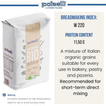 POLSELLI Organic Flour, Type 00, 100% Italian Grain, Double Zero Flour, OO Extra Fine, 5 kg, 11 lbs, BIO, Neapolitan Italian Pizza, Bread, Pasta, All Natural, Unbleached, All-Purpose, Unbromated, No Additives