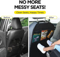 lebogner Back Seat Cover For Kids + 3 Pocket Storage Organizer, 2 Pack X-Large Waterproof Kick Mats Backseat Protector, Car Seat Back Protectors For Vehicles To Protect From Dirt, Mud & Scratches