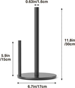 Paper Towel Holder Black, Premium Stainless Steel Kitchen Roll Dispenser, Countertop Roll Organizer with Weighted Base