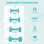 EQUIPRO Adjustable Dumbbell Set for Women, 2lb-5lb Free Weights with Soft Rubber Handle