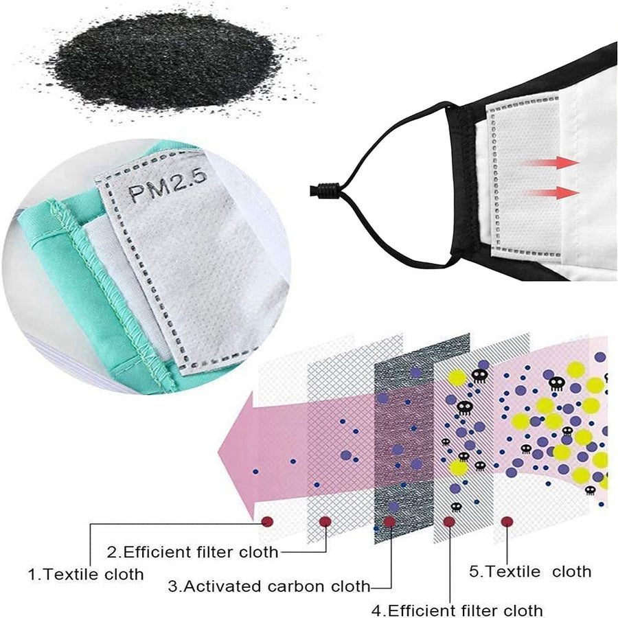 100Pcs PM2.5 Mask Filters 5 Layers Activated Carbon Non-Woven Mask Filters, Adult for Outdoor Activities Replaceable Anti Haze Protective Filters Insert