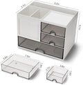 Desk Organizer with 3 Drawer, Multi-Functional Pencil Pen Holder for Desk, Desk Organizers and Storage with 8 Compartments, Desktop Organizer for Office Home Art Supplies (White)