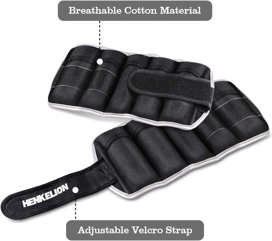 Henkelion Adjustable Ankle Weights - 1-10 Lbs for Women, Men, Kids - Strength Training Wrist & Ankle Weights
