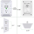 USB Wall Charger, Surge Protector, QINLIANF 5 Outlet Extender with 4 USB Charging Ports (4.8A Total) 3-Sided 1680J Power Strip Multi Plug Outlets Wall Adapter Spaced for Home Travel Office(2U2C),White