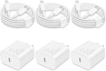 i Phone Charger Fast Charging-20W USB-C Block with 6 Ft Cord [MFi Certified] Compatible with i Phone 14/13/12/11/X Series, i Pad & More [3 Pack]