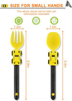 Construction Toddler Utensils - Toddler Forks and Spoons - Kids Construction Truck Utensils - Forks and Spoons Silverware Set - Christmas Birthday Gift for 1 2 3 4 5 year old, Yellow