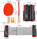 FBSPORT Ping Pong Paddle Set, Portable Table Tennis Set with Retractable Net,Rackets,Balls and Carry Bag for Indoor/Outdoor Games
