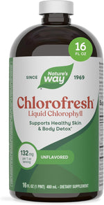 Nature's Way Chlorofresh Liquid Chlorophyll, Chlorophyllin Copper Complex, Internal Deodorant Supplement, Supports Healthy Skin and Detox Pathways*, Mint Flavored, 16 fl oz