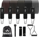 WHATAFIT Resistance Bands Set - 5 Levels, Handles, Straps, Anchor for Home Gym