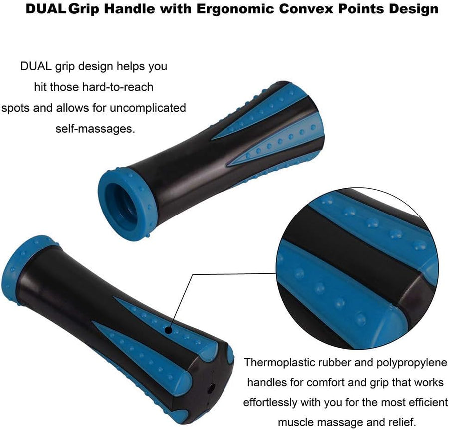 YANSYI Professional 9-Roller Deep Tissue Massage Stick Blue Portable Muscle Recovery