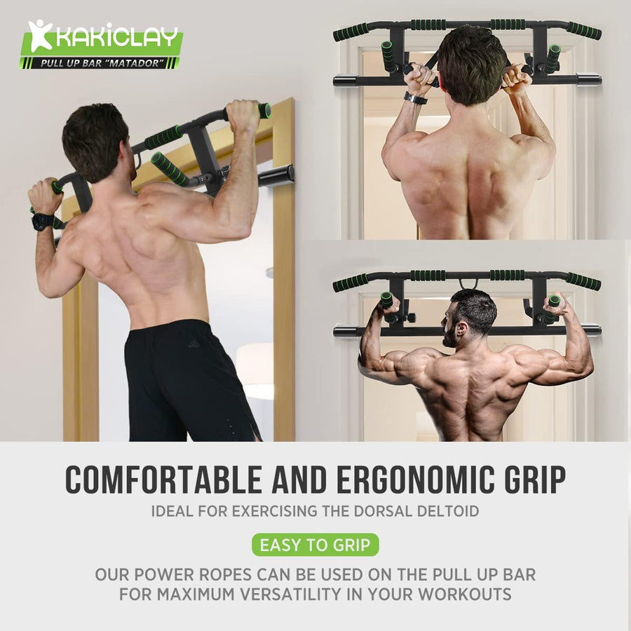 KAKICLAY Upgrade Multi-Grip Pull Up Bar with Smart Hooks