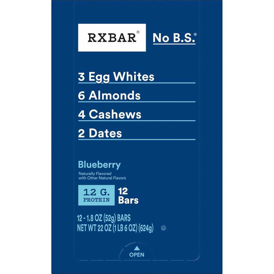 RXBAR Protein Bars, Protein Snack, Snack Bars, Blueberry, 22oz Box (12 Count)