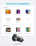 USB C Car Charger Adapter, Anker 52.5W Cigarette Lighter USB Charger, 323 Anker Car Charger with 30W PowerIQ 3.0 Fast Charging for iPhone 15/15 Plus/15 Pro/15 Pro Max, Galaxy S23/22, Pixel