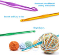 Vodiye 14 Sizes Crochet Hooks Set 2.0–10.0mm, Colorful Metal Crochet Needles, Ergonomic for Comfortable Crocheting