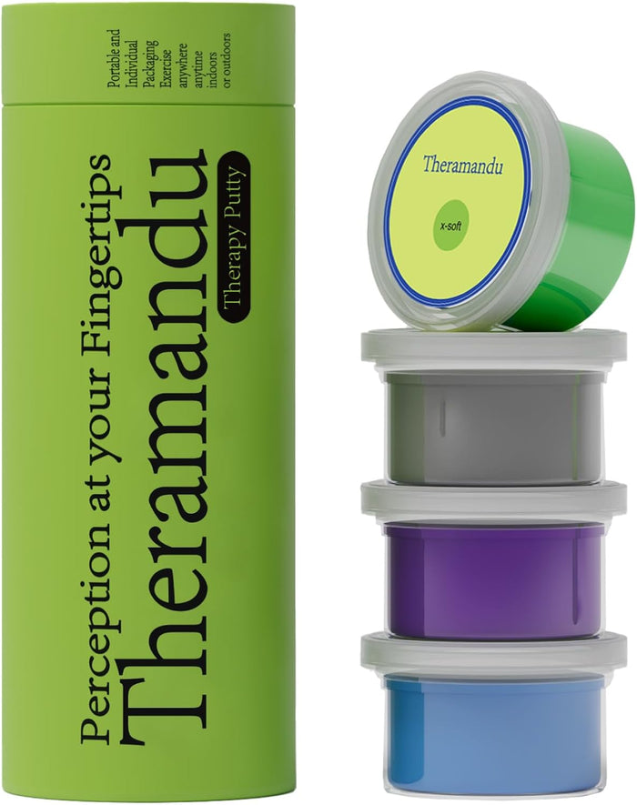 Theramandu Therapy Putty Kit 4 Pack 3oz Each Hand Exercise Stress Relief