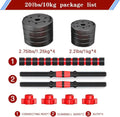 Adjustable Dumbbell Set - 20lbs Convertible to Barbell for Home Gym