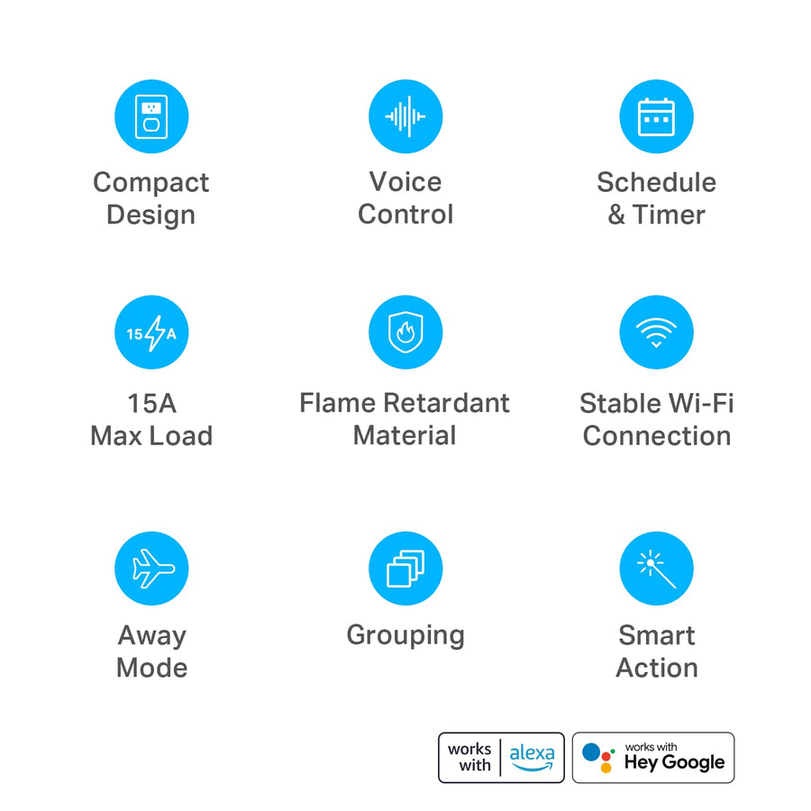 Kasa Smart Plug Ultra Mini 15A, Smart Home Wi-Fi Outlet Works with Alexa, Google Home & IFTTT, No Hub Required, UL Certified, 2.4G WiFi Only, 2 Count (Pack of 1)(EP10P2) , White