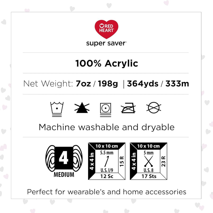 Red Heart Super Saver Black Yarn - 3 Pack of 198g/7oz - Acrylic - 4 Medium (Worsted) - 364 Yards - Knitting/Crochet