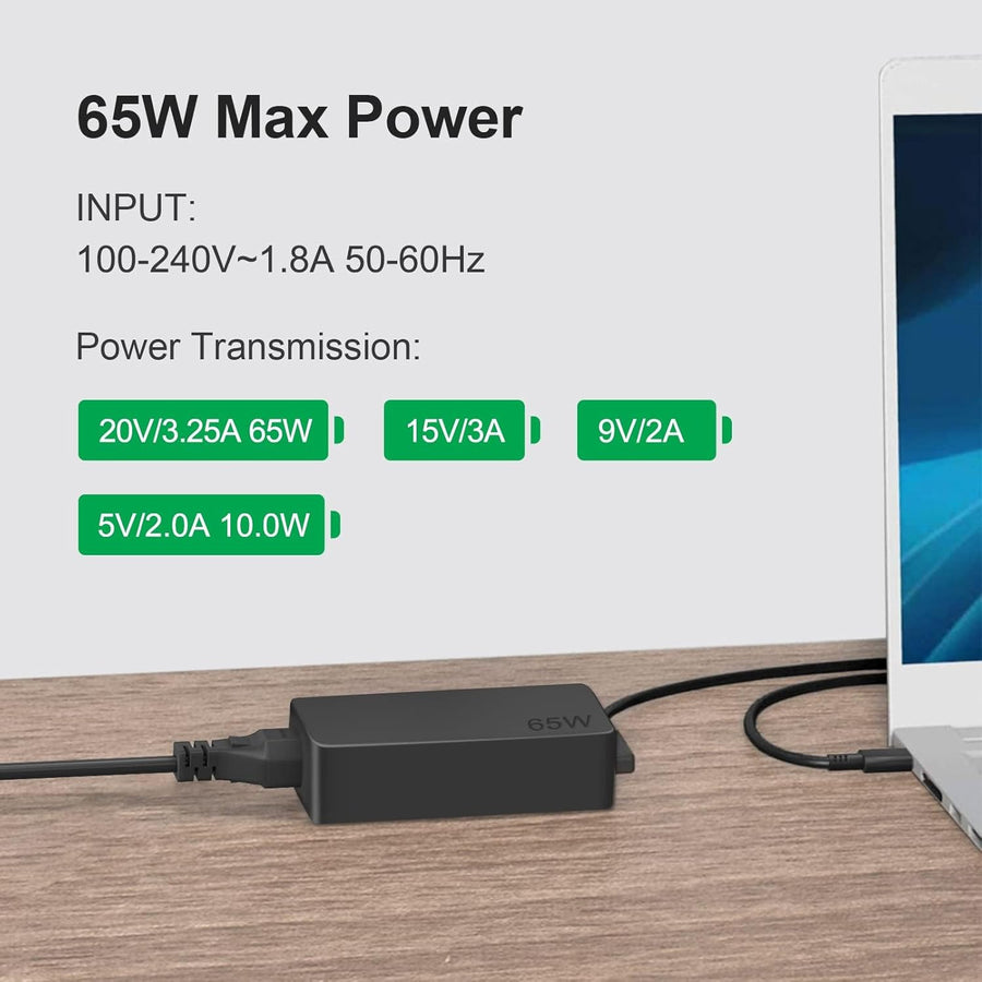 65W USB C Charger Compatible with Lenovo Thinkpad/Yoga/Chromebook Laptop Computer 65W 45W USB C Fast Power Adapter