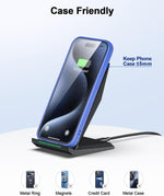 Fast Wireless Charger, NANAMI 15W Qi Certified Wireless Charging Stand Compatible iPhone 16/15/15 Pro/15 Plus/15 Pro Max/14/14 Pro/13/12, for Samsung Galaxy S25/S24/S23/S22/S21 and Qi-Enabled Phone