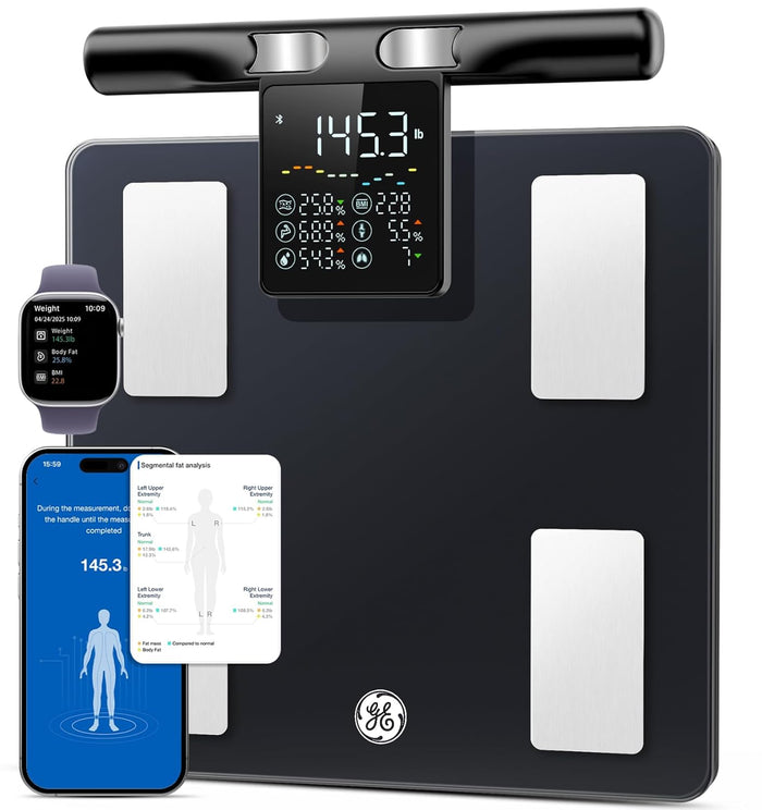 GE Smart Scale Body Weight Monitor with 8-Electrode Body Pod Fat Analysis