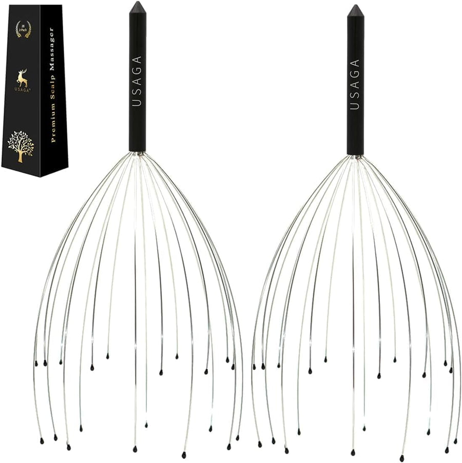 USAGA 20 Fingers Silvery Head Massager Scalp Scratcher for Relaxing
