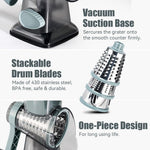 KEOUKE Rotary Cheese Grater Hand Crank Transparent - Shredder Slicer Grinder 3 Stainless Steel Blades, Stable Suction, Labor-Saving Handle, Safe Kitchen Tool for Cheese, Vegetable, Nuts, Chocolate
