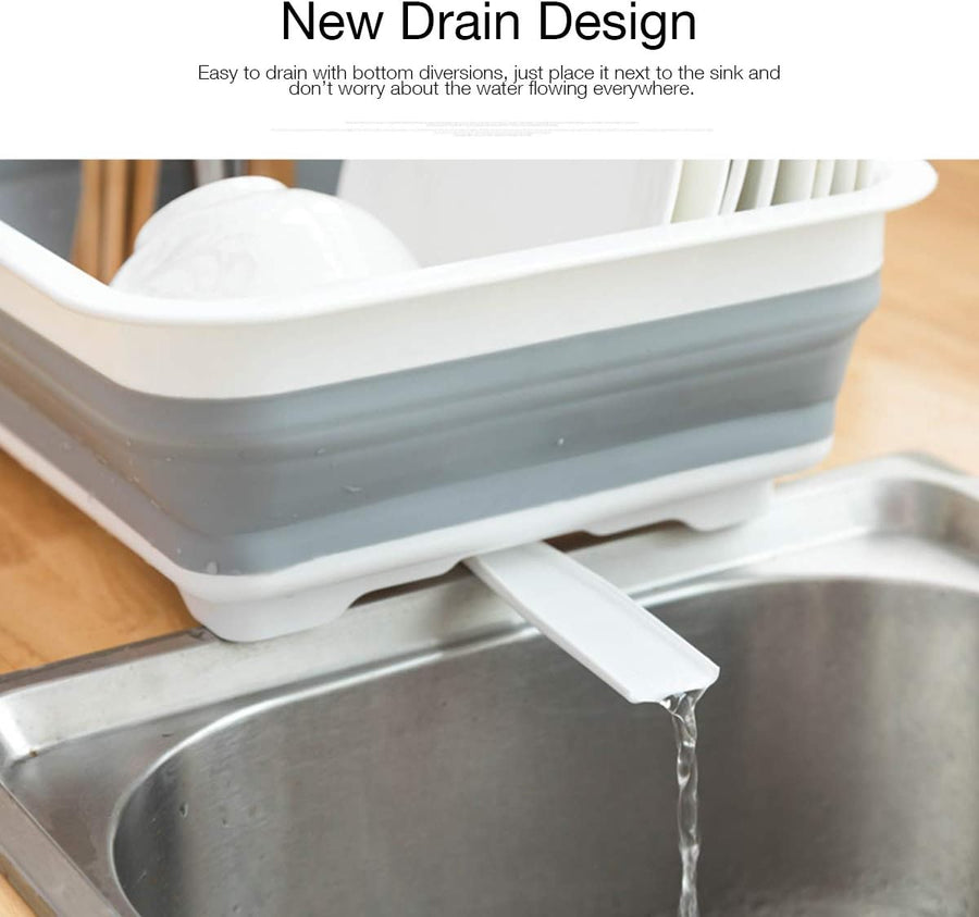 Collapsible Dish Drying Rack Portable Dinnerware Drainer Organizer for Kitchen RV Campers Travel Trailer Space Saving Kitchen Storage Tray
