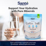 Sante Naturelle Celtic Salt Organic Fine Ground - 1.1lb (18oz) Unrefined French Mineral Sea Salt Organic, Rich in 82+ Minerals, 100% Natural & Hand Harvested Sal Celtica