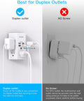 One Beat 1680J 3 Side Power Strip Multi Plug Expander, Surge Protector, 5 Outlets Extender, 4 USB Ports (USB C), Wall Mount Charger, Outlet Splitter Adapter for Home, Travel, Office, ETL Listed, White