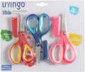 LIVINGO 5" Small School Student Blunt Kids Craft Scissors, Sharp Stainless Steel Blades Safety Comfort Grip for Children Cutting Paper, Assorted Color, 3 Pack
