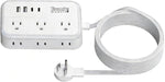 6 Ft Surge Protector Power Strip - 8 Widely Outlets with 4 USB Ports, 3 Side Outlet Extender with 6 Feet Extension Cord, Flat Plug, Wall Mount, Desk USB Charging Station, ETL,White