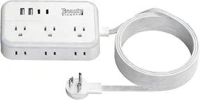 6 Ft Surge Protector Power Strip - 8 Widely Outlets with 4 USB Ports, 3 Side Outlet Extender with 6 Feet Extension Cord, Flat Plug, Wall Mount, Desk USB Charging Station, ETL,White