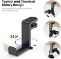 EURPMASK Rotating Headphone Stand - PC Gaming Headset Holder, Adjustable Clamp-on Under Desk Hanger With 360 Degree Swivel & Cable Clip Organizer - Black
