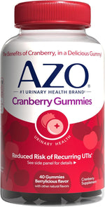 AZO Cranberry Urinary Tract Health Gummies Dietary Supplement, 2 Gummies = 1 Glass of Cranberry Juice, Helps Cleanse & Protect, Natural Berrylicious Flavor, Non-GMO, 72 Gummies