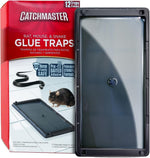 Catchmaster Rat, Snake and Mouse Traps 12Pk, Large Bulk Glue Rat Traps for Home, Pre-Scented Adhesive Plastic Tray for Inside House, Snake, Mice, & Spider Catcher, Pet Safe Pest Control