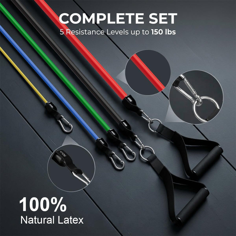 VEICK Resistance Bands - 5 Workout Bands with Handles for Home Fitness