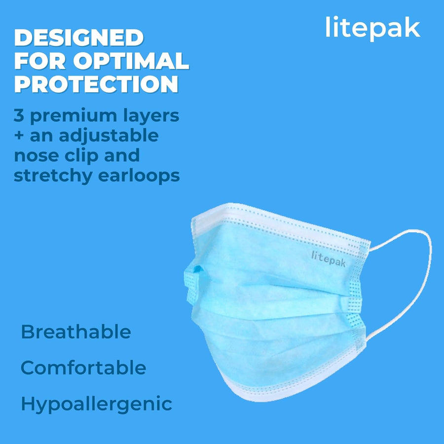 Litepak 2,000 Disposable Face Masks - Breathable Face Mask for Home, Office