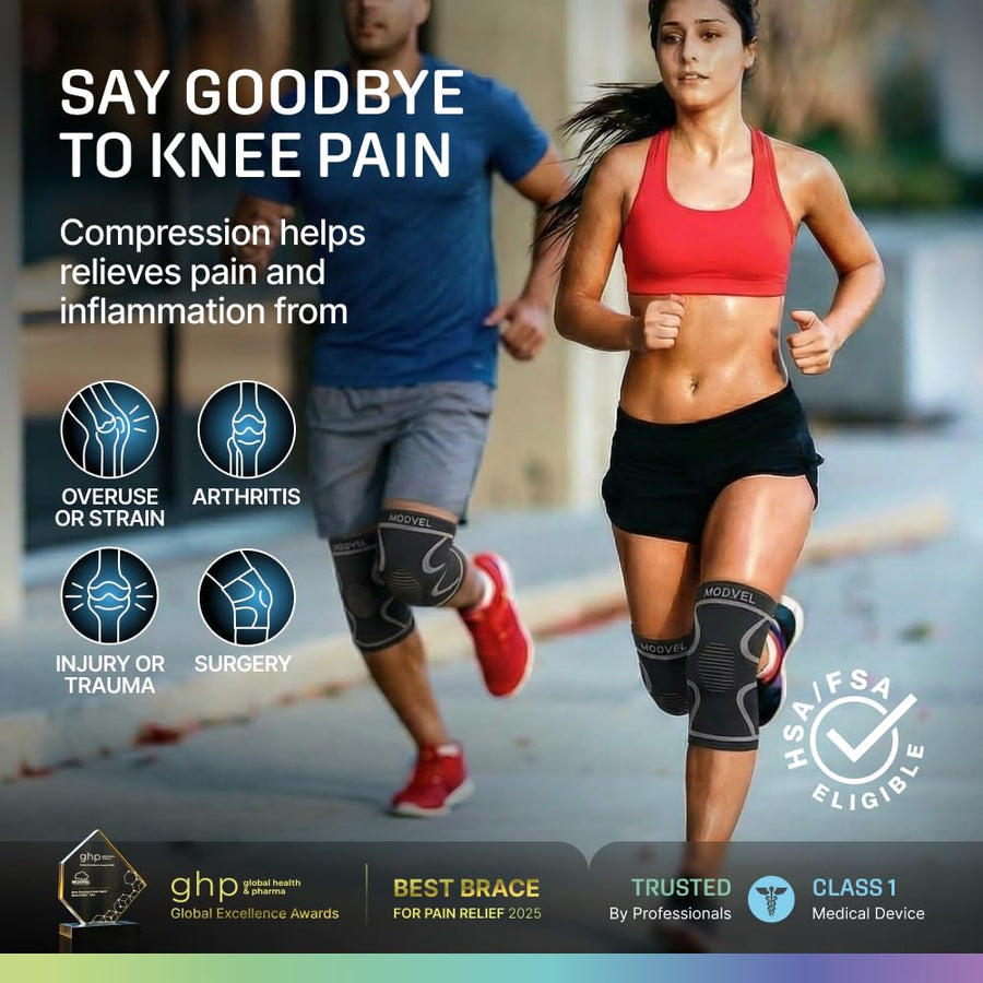 Modvel 2 Pack Knee Brace for Women and Men - Knee Support