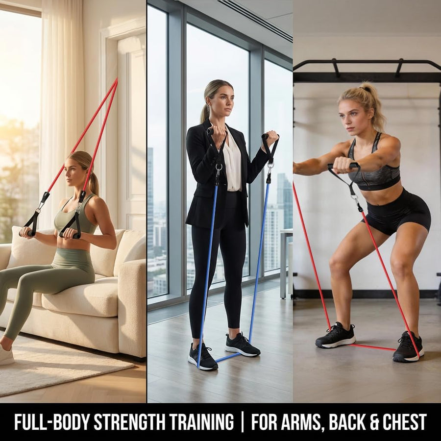 VEICK Resistance Bands - 5 Workout Bands with Handles for Home Fitness