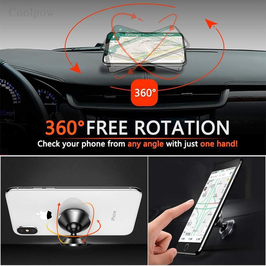 Coolpow【2 Packs 】Magnetic Phone Holder for car【Strong Magnet】phone holders for your car phone holder Mount for Car【4 Metal Plate】Universal Dash cell phone car mount for iphone Samsung car accessories
