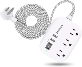 Cruise Ship Essentials - Mifaso Power Strip with USB Ports, 5Ft Flat Extension Cord with Multiple Outlets, USB Charging Station with Non Surge Protector for Cruise Ship, Travel, Dorm Room Essentials