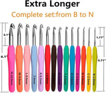 Yarniss Crochet Hooks,14 Size Crochet Set 2mm(B)-10mm(N), Ergonomic Crochet Hooks Set with Case for Beginner,Long Crochet Needles