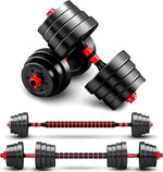 Adjustable Dumbbell Set - 20lbs Convertible to Barbell for Home Gym