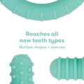 Frida Baby Get-A-Grip Silicone Teether for Teething Pain Relief, BPA-Free Food-Grade Teething Toys for Infant Baby Newborn 0-6, 12, 18 Months, Easy-Grip Teether Ring, PVC-Free, Teal
