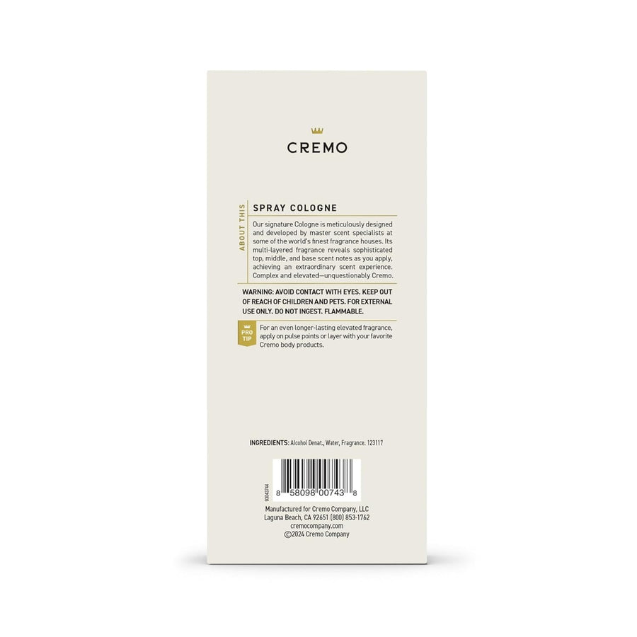 Cremo Cologne for Men - Spice & Black Vanilla Mens Cologne Spray - An Explosion of Vibrant Spices, Dark Woods and Black Vanilla, Fragrances For Men, 3.4 Fl Oz