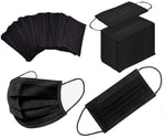 NNPCBT 100PCS 3 Ply Black Disposable Face Mask Filter Protection