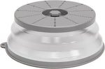WVM Microwave Splatter Cover Vented for Food with Hook Hole, Splatter Guard & Colander Kitchen Gadget for Food, Meal Prep, Grey
